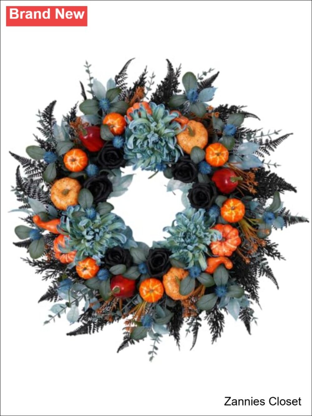 👻 TEMPUS Halloween Fall Wreath 24 Inch Handmade Gothic Autumn Front Door